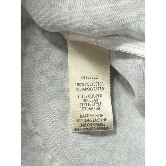 Max Studio Black White Floral Geoprint Elastic Cuff Tie Front Blouse Tunic L Top - Picture 4 of 9